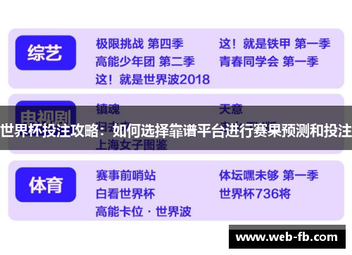 世界杯投注攻略：如何选择靠谱平台进行赛果预测和投注